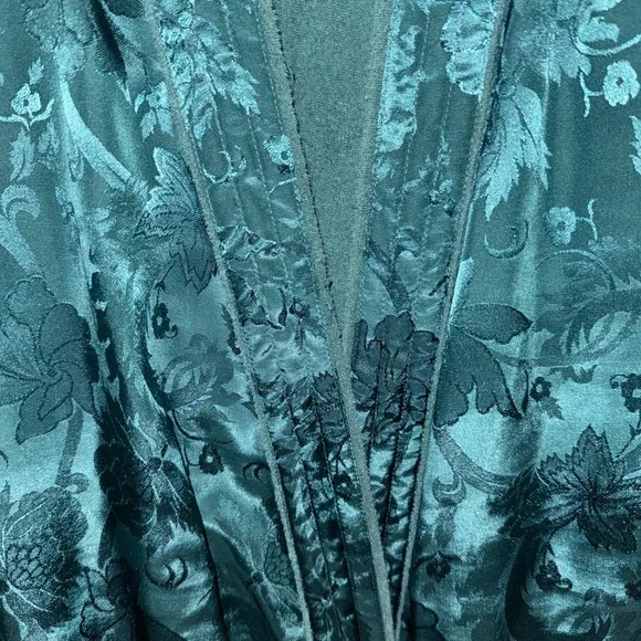 Vintage Victoria's Secret Gold Label Satin Robe Green Women's Small Tie - Picture 14 of 14